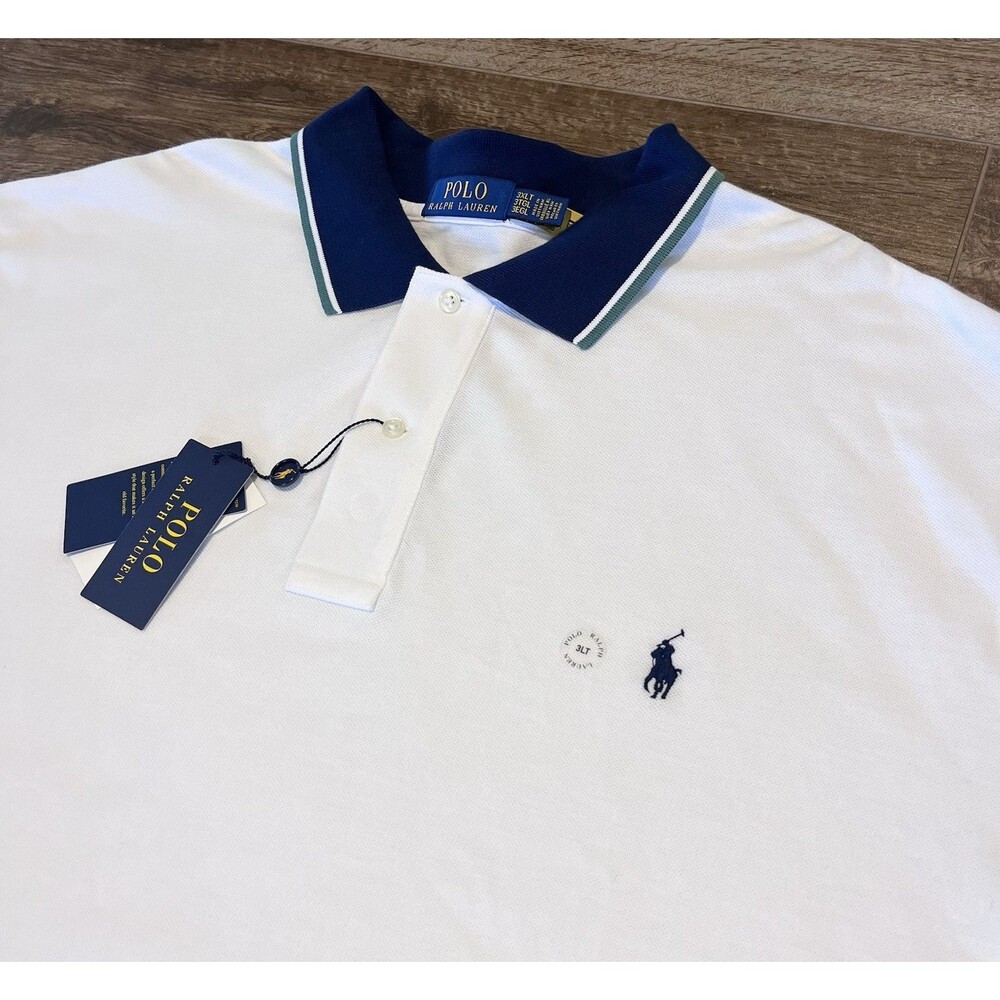 NEW Polo Ralph Lauren Polo Shirt Big & Tall Size 3LT 3XLT Colorblock White Pony